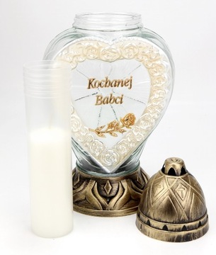 ZNICZ duże SERCE ZŁOTE dedykacja Kochanej Babci wkład 60h