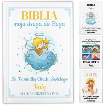 Biblia MOJA DROGA DO BOGA Pamiątka Na Chrzest lub Komunie Prezent WZORY