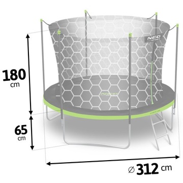 ДЕТСКИЙ САДОВЫЙ батут 312см 10 футов + ЛЕСТНИЦА С ВНУТРЕННЕЙ СЕТКОЙ