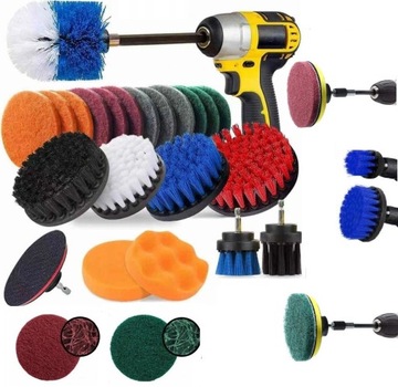 ЩЕТКИ для дрели Набор САМЫЙ БОЛЬШОЙ НАБОР из 24 ДЕТАЛЕЙ, подушечки, дисковые губки