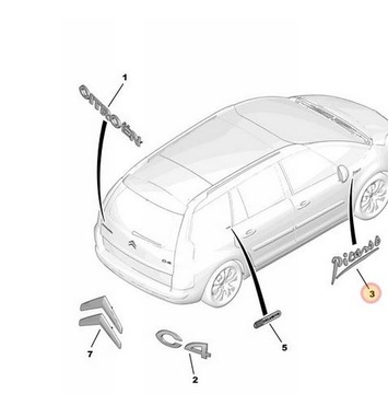 LOGO ZNAK CITROEN C4 PICASSO NÁPIS NA BLATNÍKU