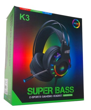 ИГРОВЫЕ НАУШНИКИ СО СВЕТОДИОДНОЙ RGB СВЕТОДИОДОЙ + РУЧКА ПОДСТАВКИ