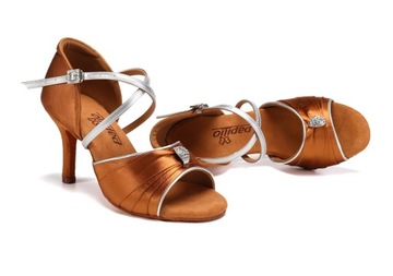 BUTY DO TAŃCA TANECZNE SUBTELNE LATINO BRĄZ 8,5cm