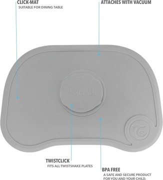 Twistshake Click Mat Mini + Серая пластина, Серый комплект