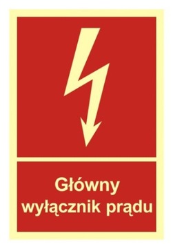 Główny wyłącznik prądu tabliczka PCV 15x22,2