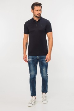 EMPORIO ARMANI granatowa koszulka polo na zamek XL