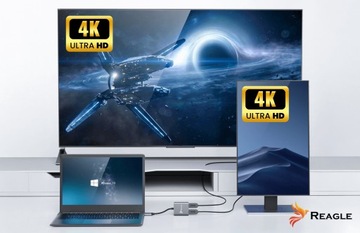 Адаптер-концентратор Адаптер HDMI 2x 4K 60 Гц Full HD 165 Гц USB-C 3.2 MST HDCP
