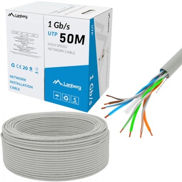 КАБЕЛЬ LAN КАБЕЛЬ ВИТАЯ ПАРА RJ45 UTP CAT.6 CAT.6 50M LANBERG