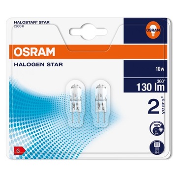 2 x Kapsułka halogenowa 10W 12V G4 Osram