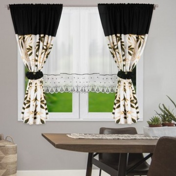 КОМПЛЕКТ ШТОР С ЖЕЛТЫМИ ЛИСТЬЯМИ + ГОТОВАЯ ШТОРА БЕЛЫЙ ГОЛОС 400х160 С ЛЕНТОЙ