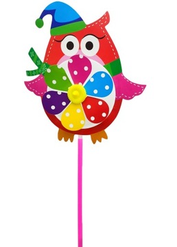 WIATRAK WIATRACZEK ZABAWKA SOWA DLA DZIECI OZDOBA NA PATYKU
