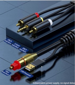 СТЕРЕОФОННЫЙ АУДИОКАБЕЛЬ ДЛЯ НАУШНИКОВ HDTV DVD (CINCH) ОПТИЧЕСКИЙ AUX 2XRCA