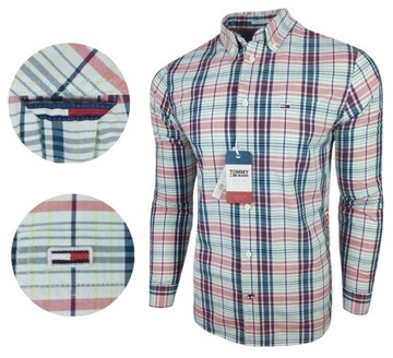 Tommy Hilfiger Koszula męska Casual w kratę REGULAR FIT Bawełna r. M