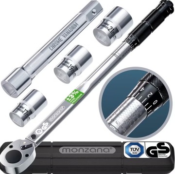 Klucz dynamometryczny 3x nasadki: 17mm, 19mm, 21mm