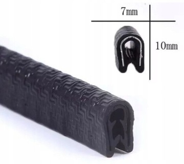 УСИЛЕННЫЙ РЕЗИНОВЫЙ ПРОФИЛЬ ДЛЯ УПЛОТНЕНИЯ ДВЕРИ ЗАЩИТА КРОМКИ 5м