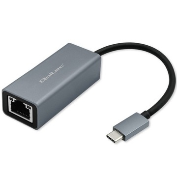 Кабель-адаптер QOLTEC, сетевая карта USB-C к RJ45 Ethernet, 1000 Мбит/с, алюминий