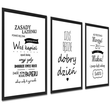 Plakaty do łazienki salonu napisy grafika druk XL