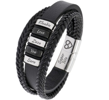 КОЖАНЫЙ браслет, ГРАВИРОВКА ФАМИЛИЙНЫХ ИМЕН