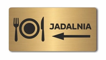 JADALNIA strzałka w lewo | Tabliczka informacyjna, nierdzewna ZŁOTA | UV