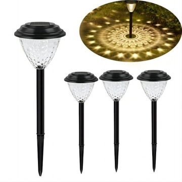 LAMPA SOLARNA LED OGRODOWA 4 SZT NADAJE SIĘ DO WEJŚCIA/TRAWNIKA