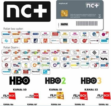 DOŁADOWANIE KART NC+ TNK START+ Z HBO I FILMBOX NA 3 MIESIĄCE