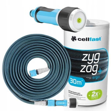 CELLFAST WĄŻ OGRODOWY ROZCIĄGLIWY ZRASZAJĄCY ZYG ZAG 30M W ZESTAWIE POLSKI