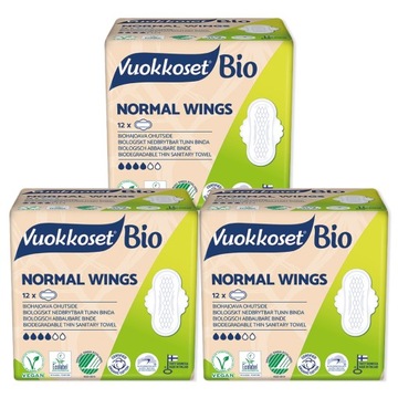 Vuokkoset Podpaski BIO ze Skrzydełkami 3x12szt