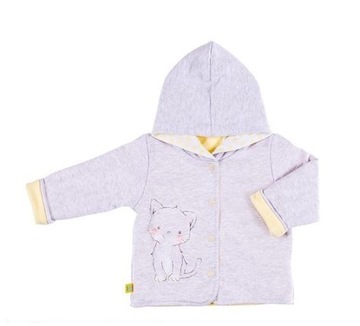 EWA KLUCZE BLUZA Z KAPTUREM PETITE SZARA/ŻÓŁTA Z KOTKIEM ROZ. 74