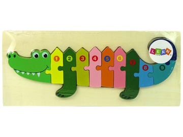 DREWNIANE PUZZLE KROKODYL NAUKA LICZB CYFR