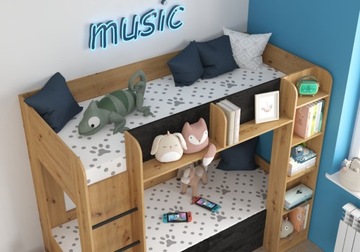 Двухъярусная кровать Craft белого графита, мезонин, спальный контейнер 2x80 см EWRA CR