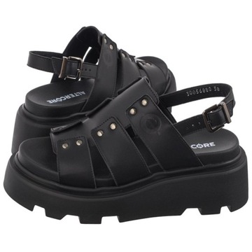 Buty Damskie Sandały na Koturnie Altercore Maryam Vegan Black Czarne