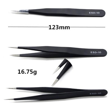 Набор из 10 антистатических пинцетов для ухода