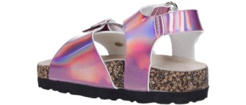 ГОЛОГРАФИЧЕСКИЕ САНДАЛИИ ДЛЯ ДЕВОЧЕК НА ПРОБКОВОЙ ЗАВИСКЕ