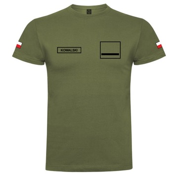 Koszulka wojskowa STOPIEŃ + NAZWISKO imiennik flagi wojsko bawełniana