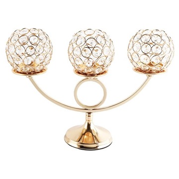 Kryształowy Świecznik Metalowa Świeca Tealight Złota