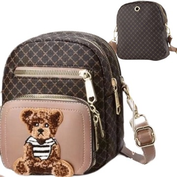 TORBA TOREBKA DAMSKA LISTONOSZKA KUFEREK NA RAMIĘ MAŁA MIŚ TEDDY BAG NUDE