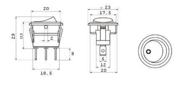 КРУГЛЫЙ СВЕТОДИОДНЫЙ ПЕРЕКЛЮЧАТЕЛЬ КРАСНЫЙ 12V