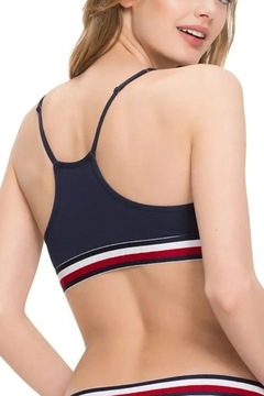 Biustonosz TOMMY HILFIGER miękki bawełniany granatowy sportowy top r. M