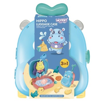 Zestaw do Piasku 3w1 Walizka Hipopotam Zabawka