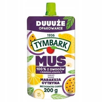 Tymbark Mus 100 % z owoców marakuja cytryna 200 g