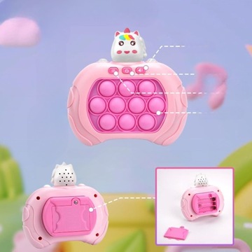 Gra zręcznościowa antystresowa pop it popit konsola push jednorożec