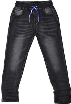 INDIVIDUAL BLACK Spodnie z Gumką w Pasie 140cm STRETCH