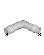 ŁĄCZNIK KĄTOWY POM plastikowy na wąż 8 mm złączka