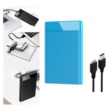 2,5-дюймовый внешний жесткий диск, бесплатный инструмент с USB-кабелем, синий футляр для твердотельного накопителя.