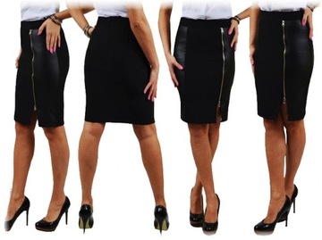 WYSZCZUPLAJĄCA SPÓDNICA DŁUGI SUWAK CZARNA r.38