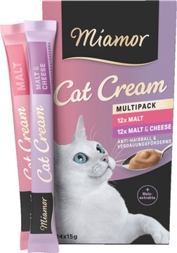 MIAMOR MALT CREAM MEGA PAKA PASTA ODKŁACZAJĄCA PRZYSMAK DLA KOTA 24x15g