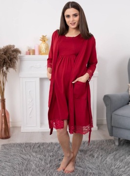 ХАЛАТ ДЛЯ беременных ЖЕНСКИЙ, ХЛОПОК РОЗОВЫЙ, КРУЖЕВО, XL