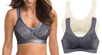 32T Bonprix komplet biustonoszy miękkie bez fiszbin szerokie ramiączka 110C