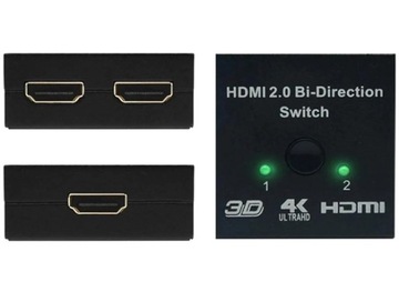 ПЕРЕКЛЮЧАТЕЛЬ HDMI 2.0 2x1 ИЛИ 1x2 РАЗДЕЛИТЕЛЬ FHD 4K 60 Гц 3D HDR WIREWAY