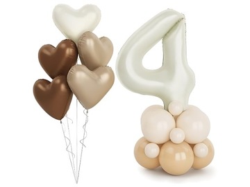 BALON FOLIOWY CYFRA 4 DUŻY 102 CM NA HEL URODZINY MEGA ZESTAW 21 ELEMENTÓW